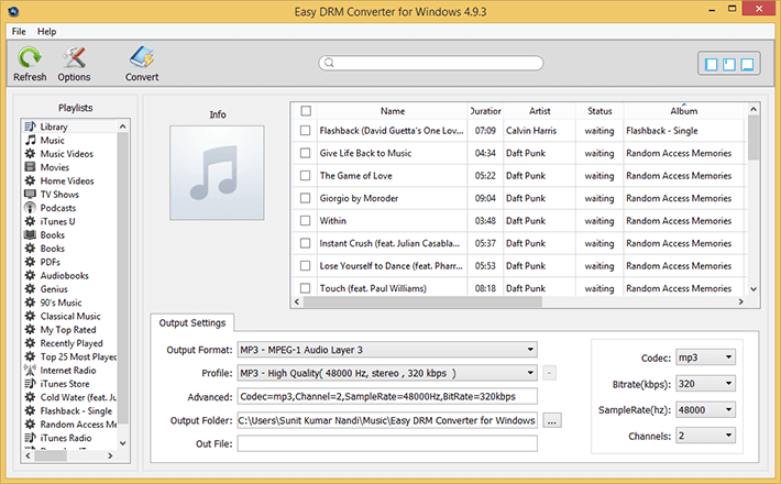 Convert DRM protected songs