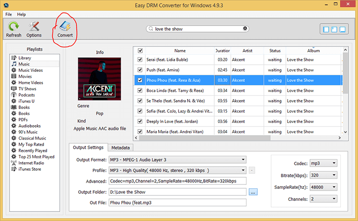 Start Convert iTunes Songs