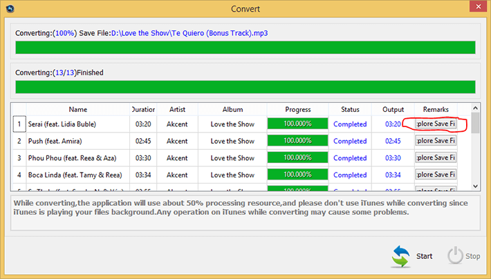 Explore output files