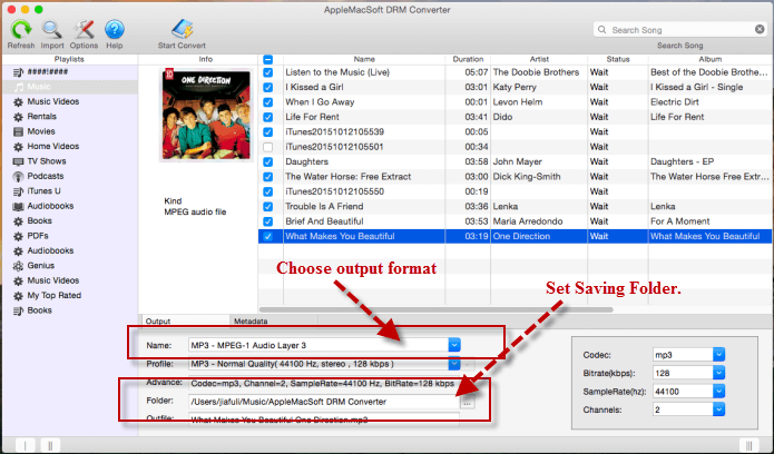 Select output format